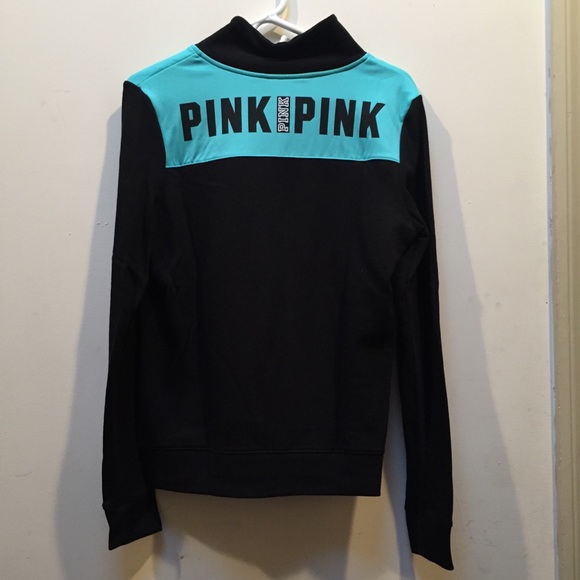 ☀️NEW Victoria’s Secret PINK Blue & Black Two Toned Quarter Zip Small - Picture 6 of 7